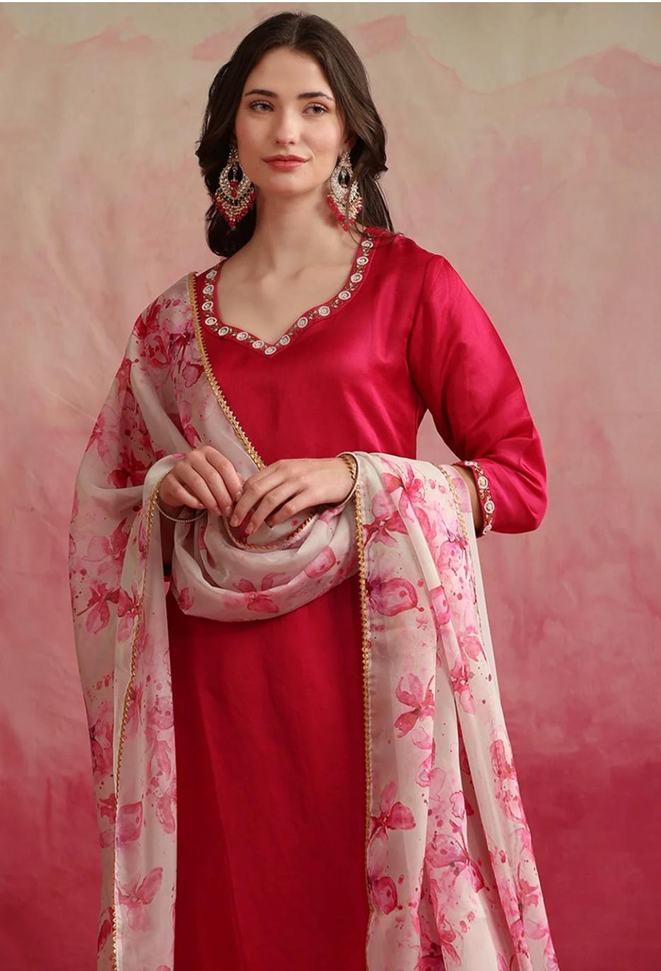 LAEMEEO Women's Regular Kurta with Pant & With Dupatta