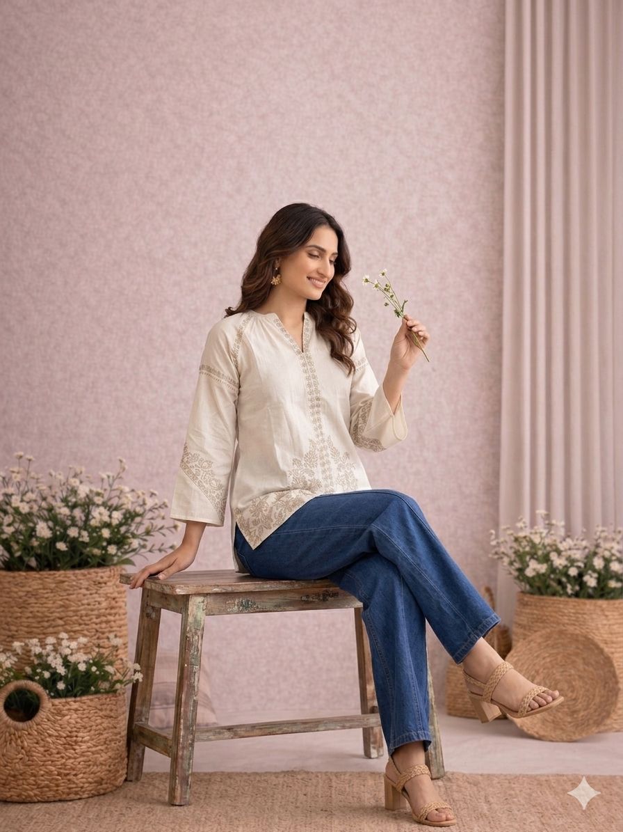 LAEMEEO Classic Cotton Embroidered Top