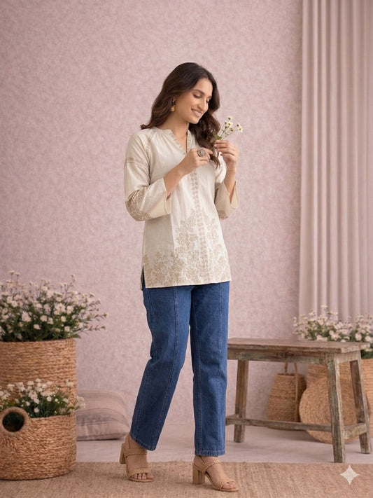 LAEMEEO Classic Cotton Embroidered Kurta