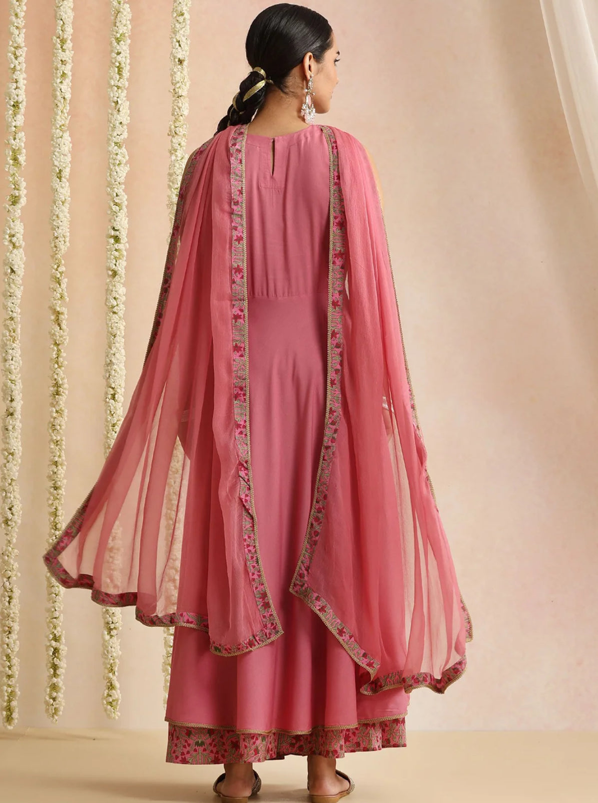 LAEMEEO Women's Embroidered A-Line Kurta with Palazzos & Dupatta