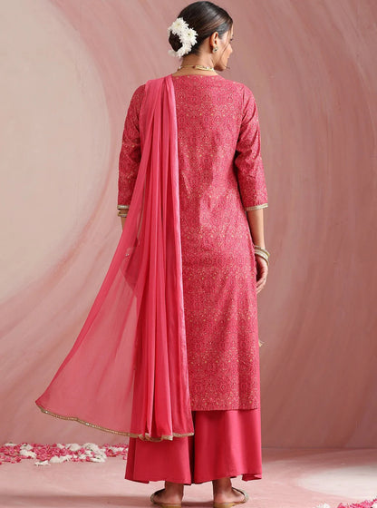 LAEMEEO Women'S Ethnic Motifs Printed Kurta with Palazzos & Dupatta