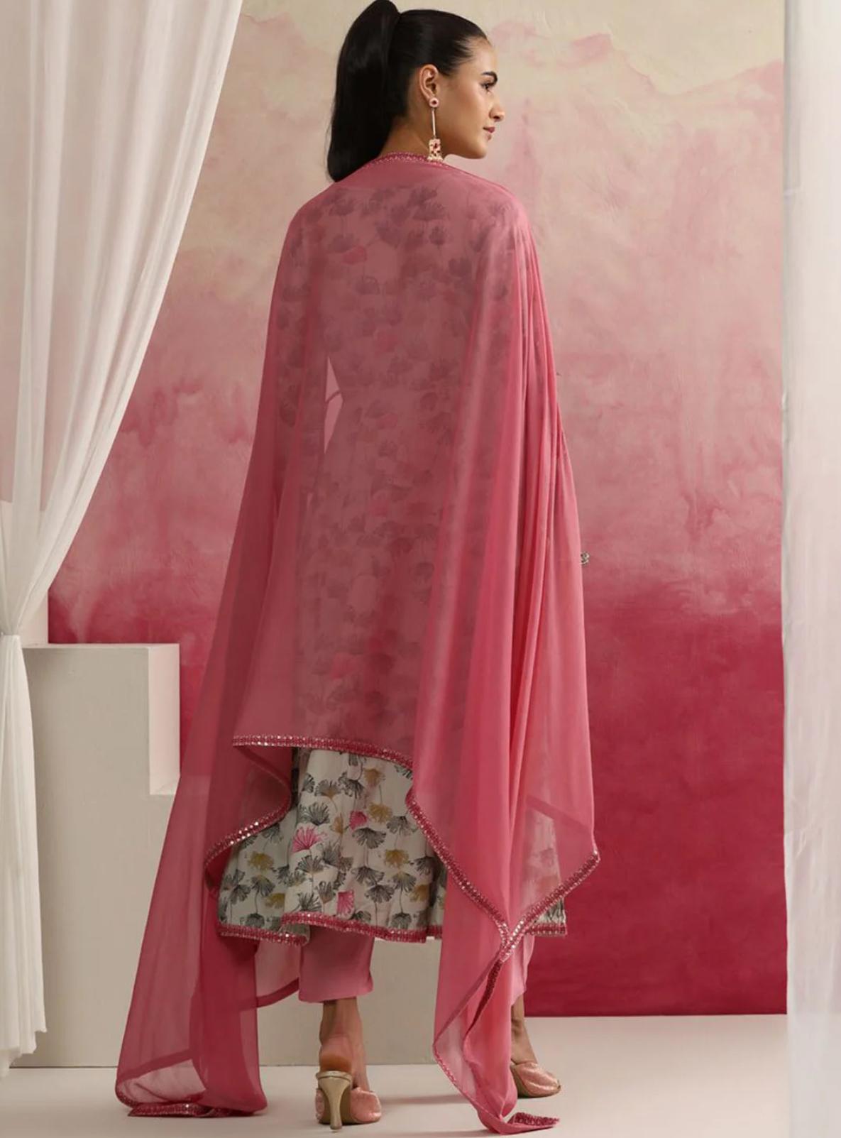 LAEMEEO Women's Floral Printed Regular Kurta with Pant & With Dupatta