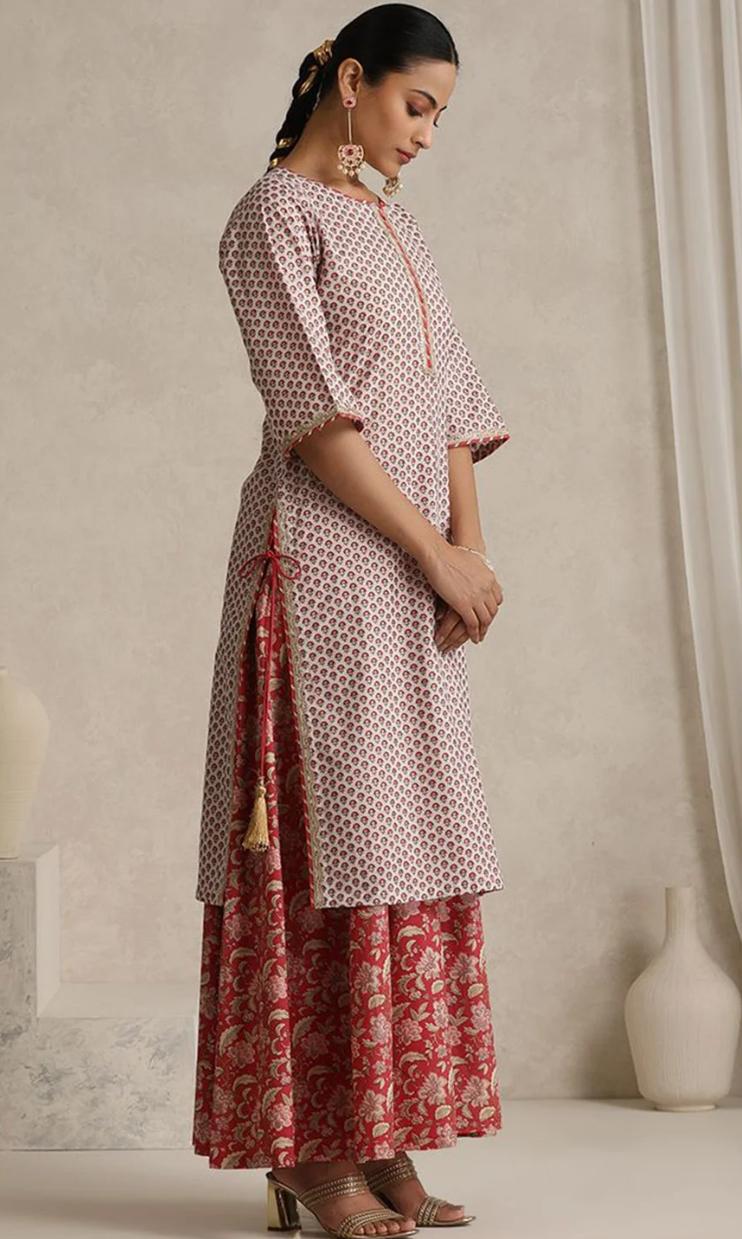 LAEMEEO Womens's Floral Printed Kurta with Palazzo & Dupatta