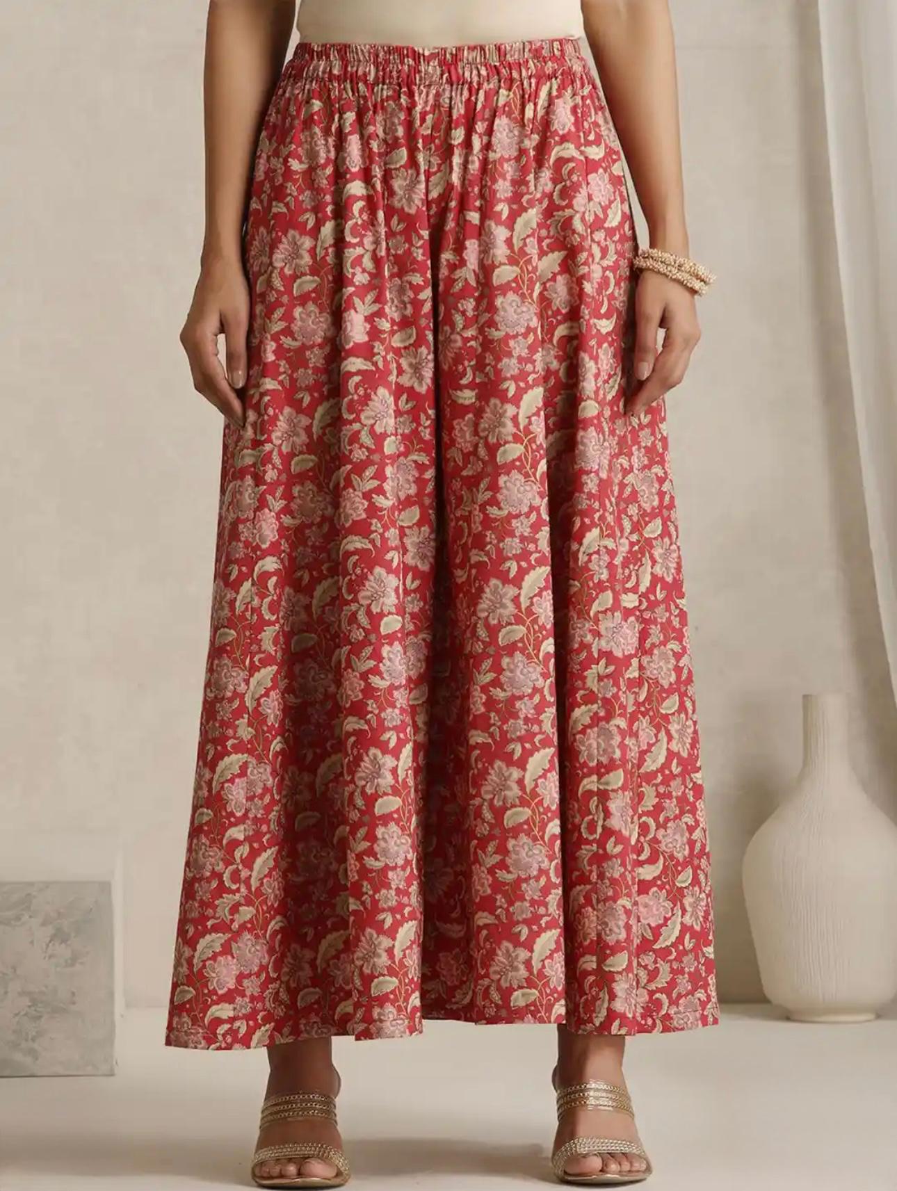 LAEMEEO Womens's Floral Printed Kurta with Palazzo & Dupatta