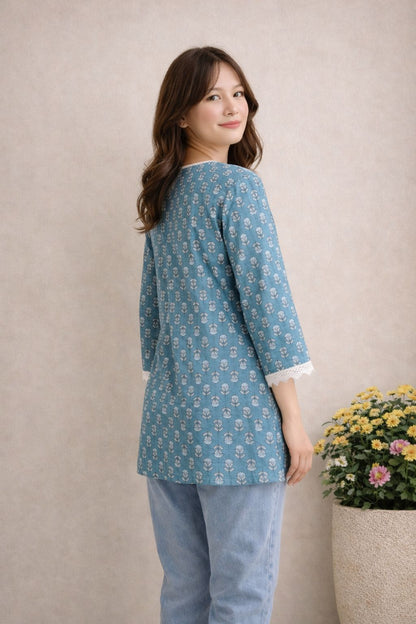 LAEMEEO Summer Leaf Cotton Kurti