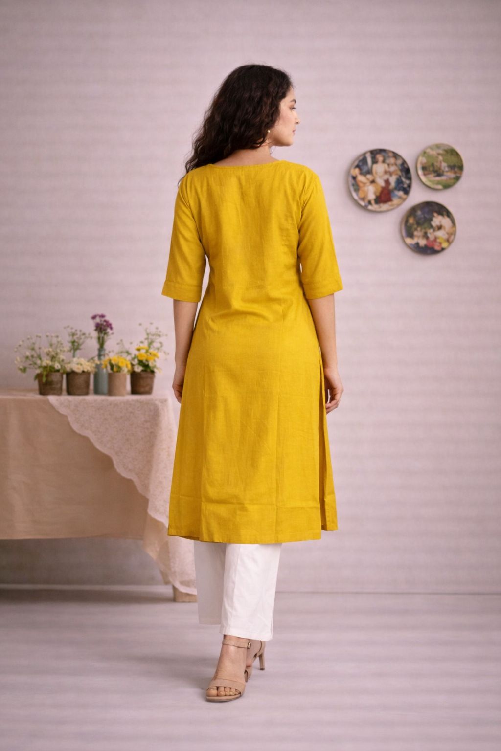 LAEMEEO Mustard Yellow Kurti
