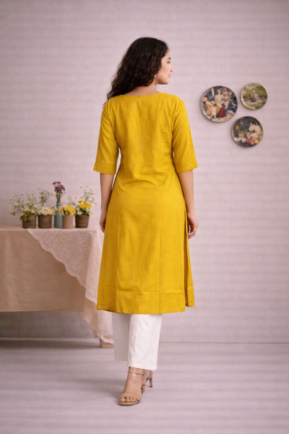 LAEMEEO Mustard Yellow Kurti