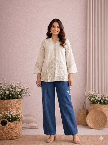 LAEMEEO Classic Cotton Embroidered Top