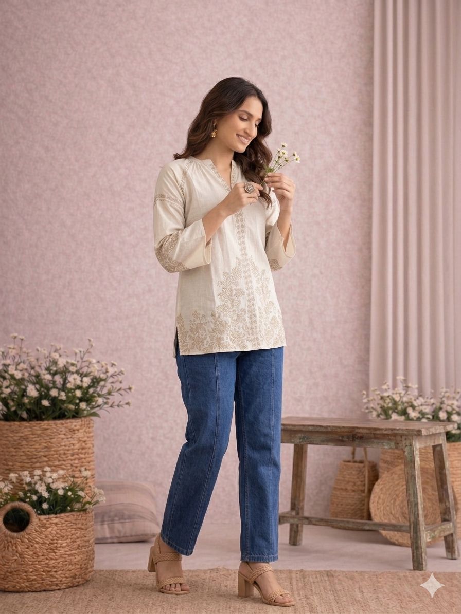 LAEMEEO Classic Cotton Embroidered Top