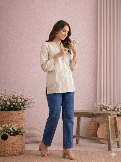 LAEMEEO Classic Cotton Embroidered Top