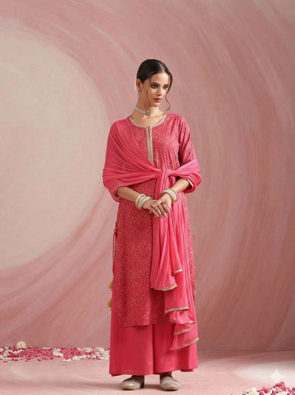 LAEMEEO Women'S Ethnic Motifs Printed Kurta with Palazzos & Dupatta