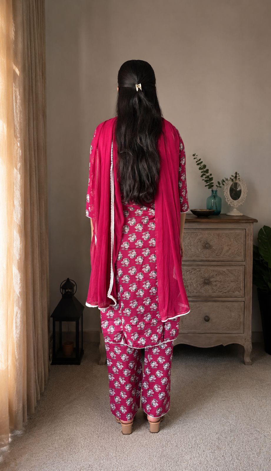 LAEMEEO Women Floral Printed Regular Pure Cotton Kurta with Pant & With Dupatta